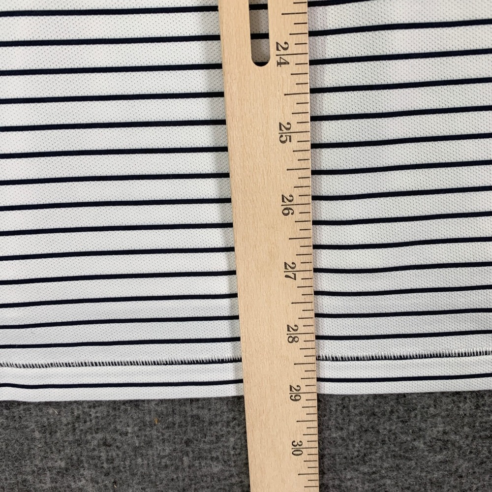G Fore Polo Men Medium White Striped Performance Golf Modern Preppy Stretch - Picture 7 of 10